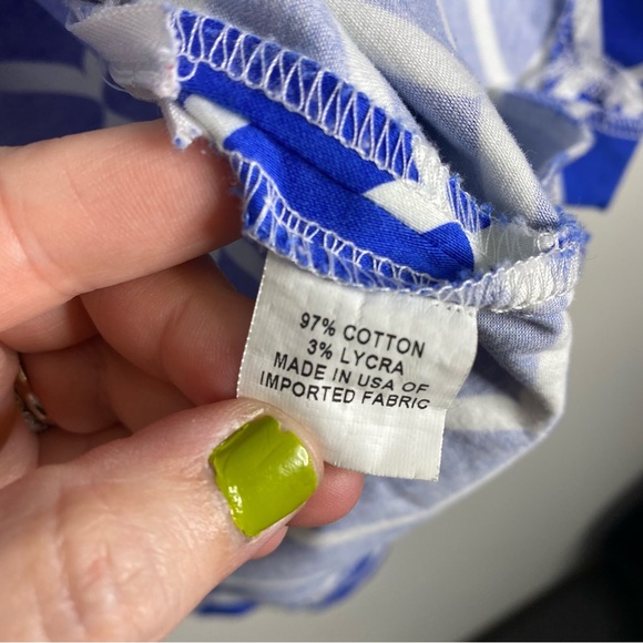 Melly M Jacquard Blue and White Cotton Blend Shirt Dress - Picture 7 of 10